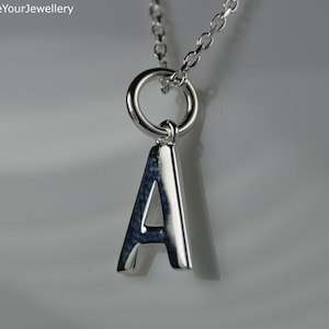 Collar colgante de plata de ley con inicial A, inicial A de plata, letra A de plata, colgante con inicial A.