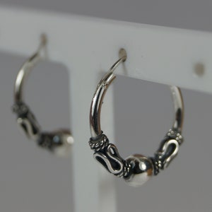 16mm Sterling Silver Bali Hoop Earrings, Celtic Hoop Earrings, Boho Hoop Earrings.