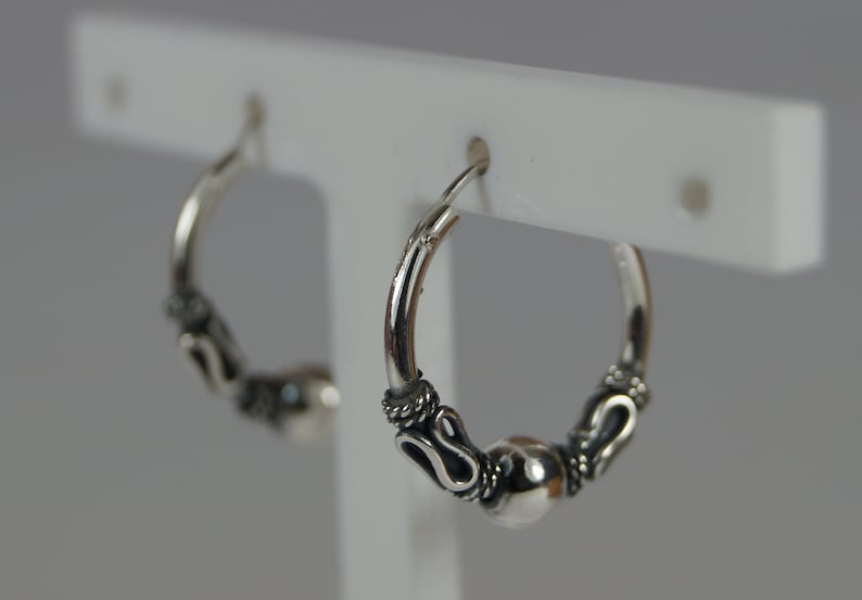 Silver Sleeper Hoop Ear Rings. CelticEthnicTribal Earrings Sterling Silver 925 Earrings 16mm Silver Sleeper Hoop Earrings