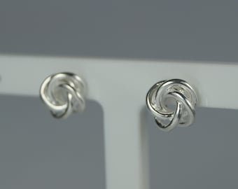 Sterling Silver Knot Stud Earrings, 8mm