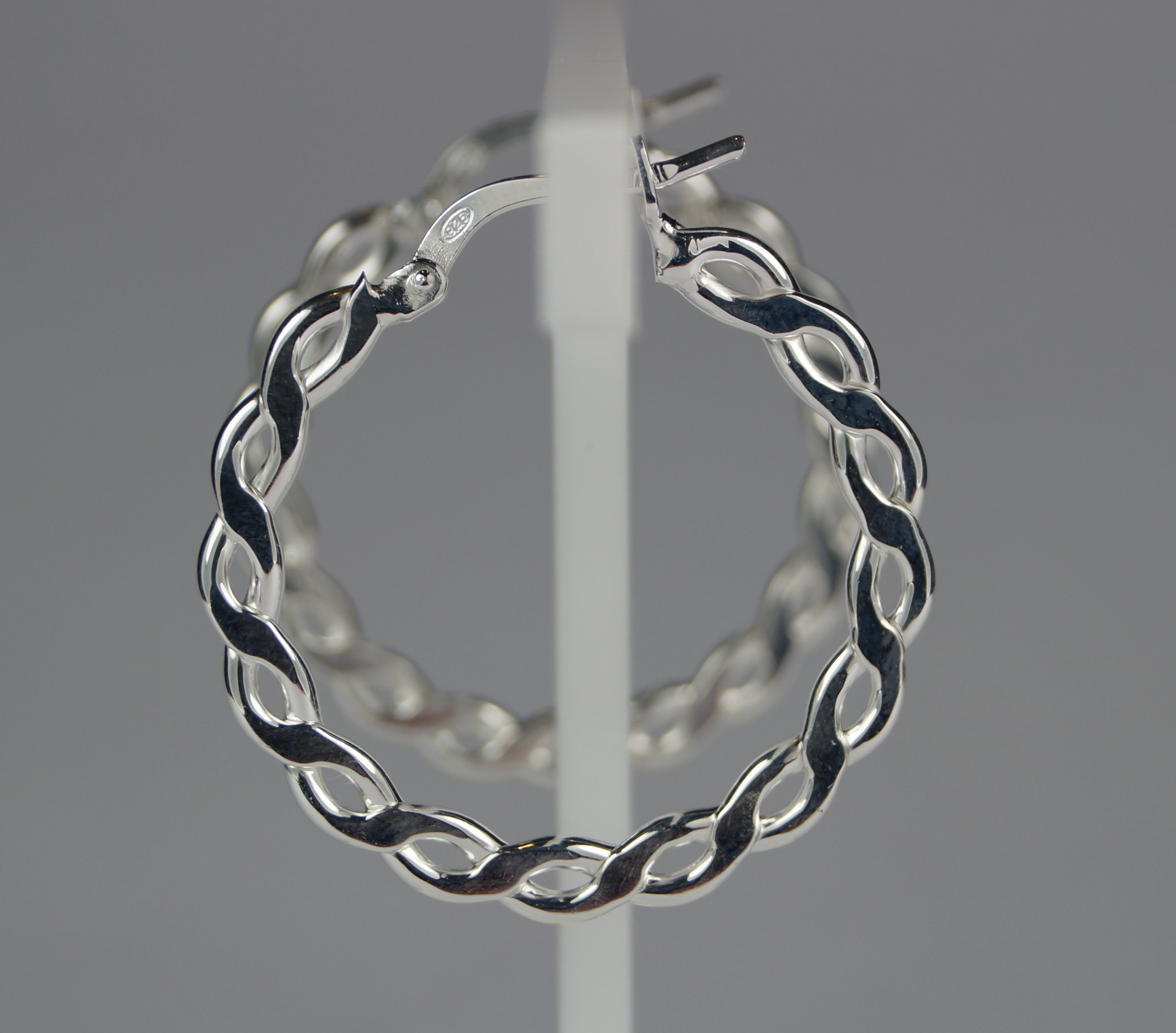 Sterling Silver Chain Link Hoop Earrings, 26mm Creole Hoops - Etsy