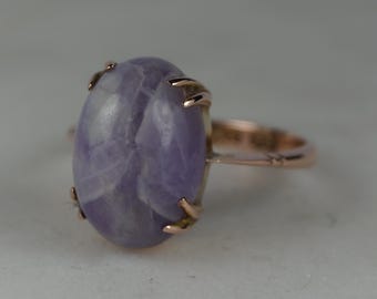 Bague vintage en or 9 carats et kunzite violette. Taille M (UK), 52 (EU), 6 (US)