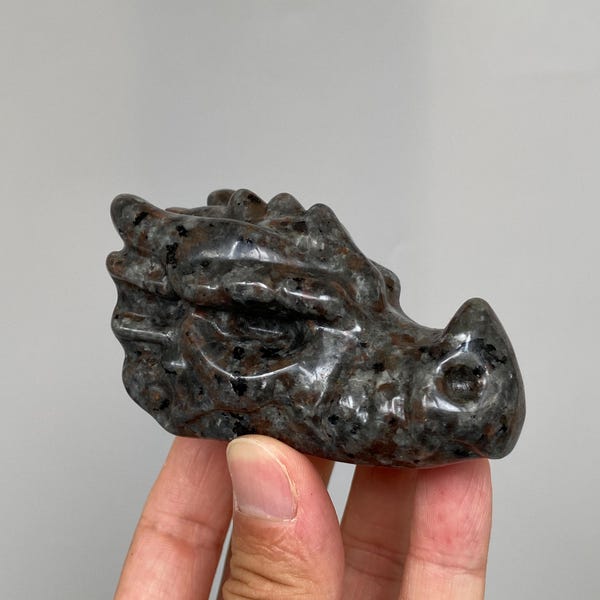 Natural Yooperlite Dragon Head Carving UV Reactive Carving, Unique Crystal Decor A563