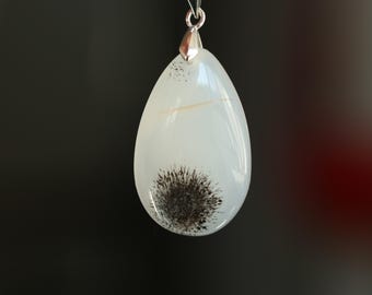 Natural Dendritic agate pendant, S925 Silver pendant