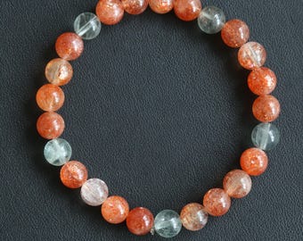 Armband Arusha-kristal: zonnesteen, aardbeienkwarts en beril