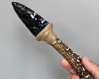 8'' Handmade Obsidian Knife, Crystal Knife Decor A426