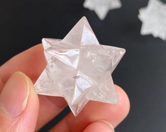 Clear Quartz Merkaba Star, Natural quartz decor A526