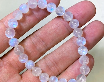 Blue Flash Moonstone Bracelet: Natural Crystal Healing Stone