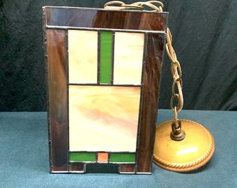 Stained Glass Pendant Light, Art Deco, Pub Light