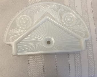 Vintage Art Deco Fluorescent Light Fixture Milk Glass End Cap