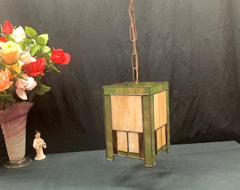 Stained Glass Pendant Light, Art Deco, Pub Light