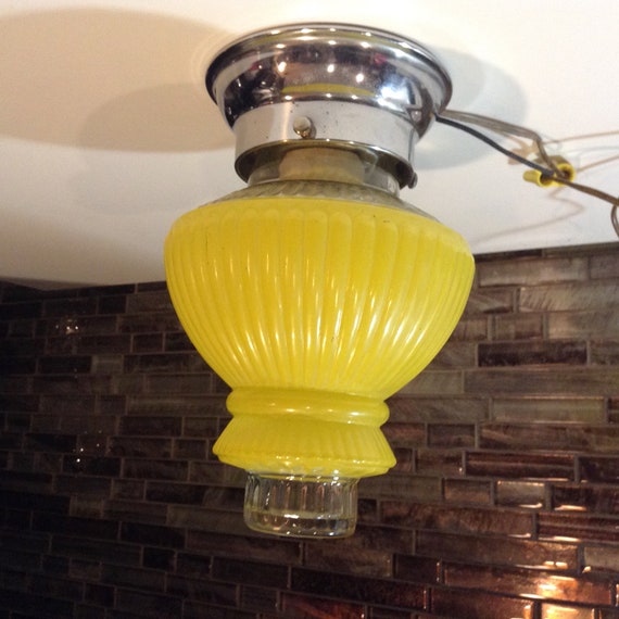 Ceiling Light Lemon Yellow Glass Globe Hallway Light Etsy