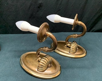 Pair Quality Brass Electric Wall Sconces, Foyer Lighting, Italy