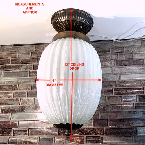 Large Iridescent hotsell Ribbed Globe Flush Mount Ceiling Light, Egg Shaped Globe, Bronze Fixture