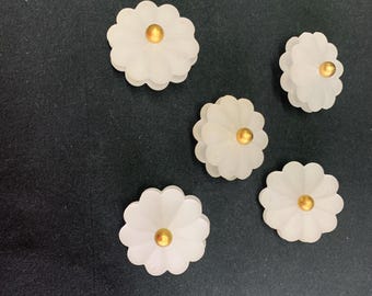 Five Glass Flower Rosettes, Chandelier Findings, Lamp Parts