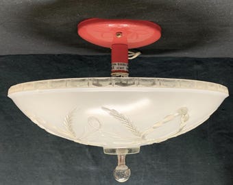 Vintage Lighting: Three  Bulb Glass Glass Bowl, Ceiling Light