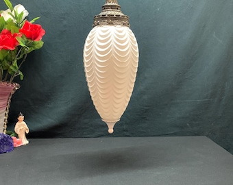 Mid Century Modern Frosted Glass Pendant Light, Teardrop Globe - USA