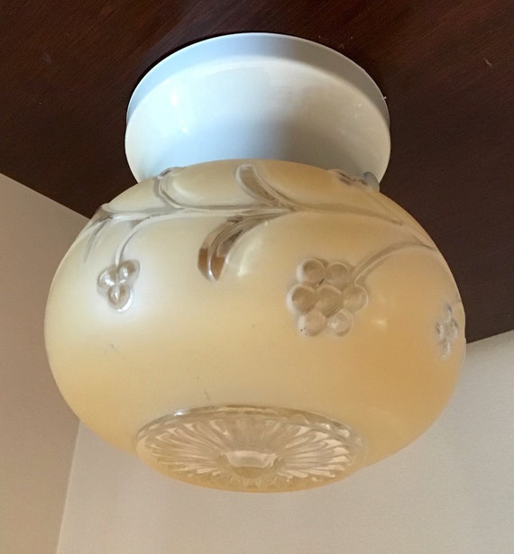 Ceiling Light With Cream Color Globe Flush Mount Bedroom Etsy