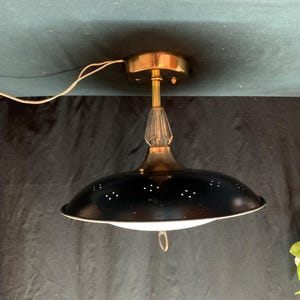 1960s Mid-Century Ceiling Light, Curved Glass,  Atomic Lighting, Faux Pull Down