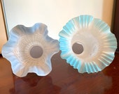 Two Ruffled Blue Replacement Bridge Light Shades, Lamp Parts - Selling Individually