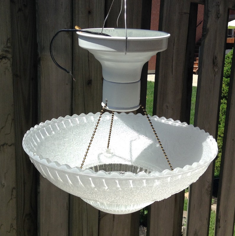 Antique 3 Chain Ceiling Light Semi Flush Mount 1930 40 S Dog Wood Flower Rewired And Ready To Install
