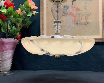 Vintage Lighting: Pressed Glass Centre Post, Pendant Light, Entwined Leaves,  #2