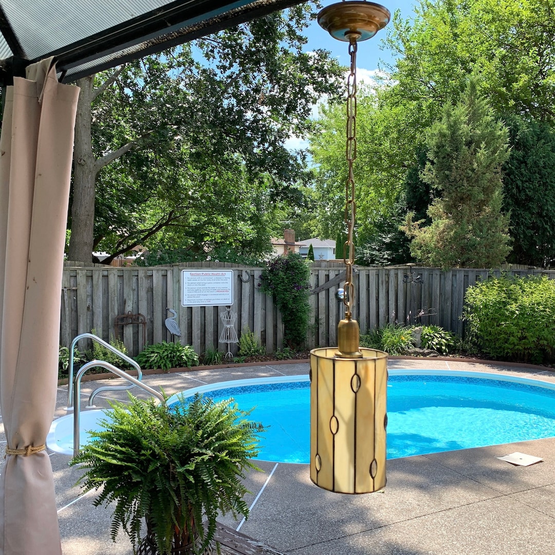 Pendant Light Stained Glass Art Nouveau Pub Light Cylindrical Etsy