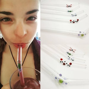 Glass Straws. Durable. With cute designs. image 1