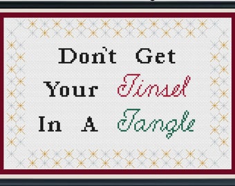 Don't Get Your Tinsel in a Tangle/Holiday Cross Stitch/Christmas Cross Stitch/Modern Cross Stitch Pattern/PDF