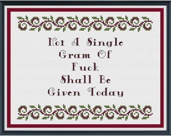 Grams of fuck/Subversive Cross Stitch Pattern/Modern Cross Stitch Pattern/Sassy Cross Stitch Pattern/PDF