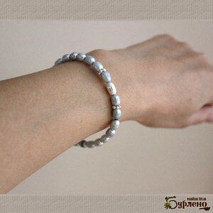 Beaded bracelet with natural freshwater light purple pearls and and sterling silver 925
