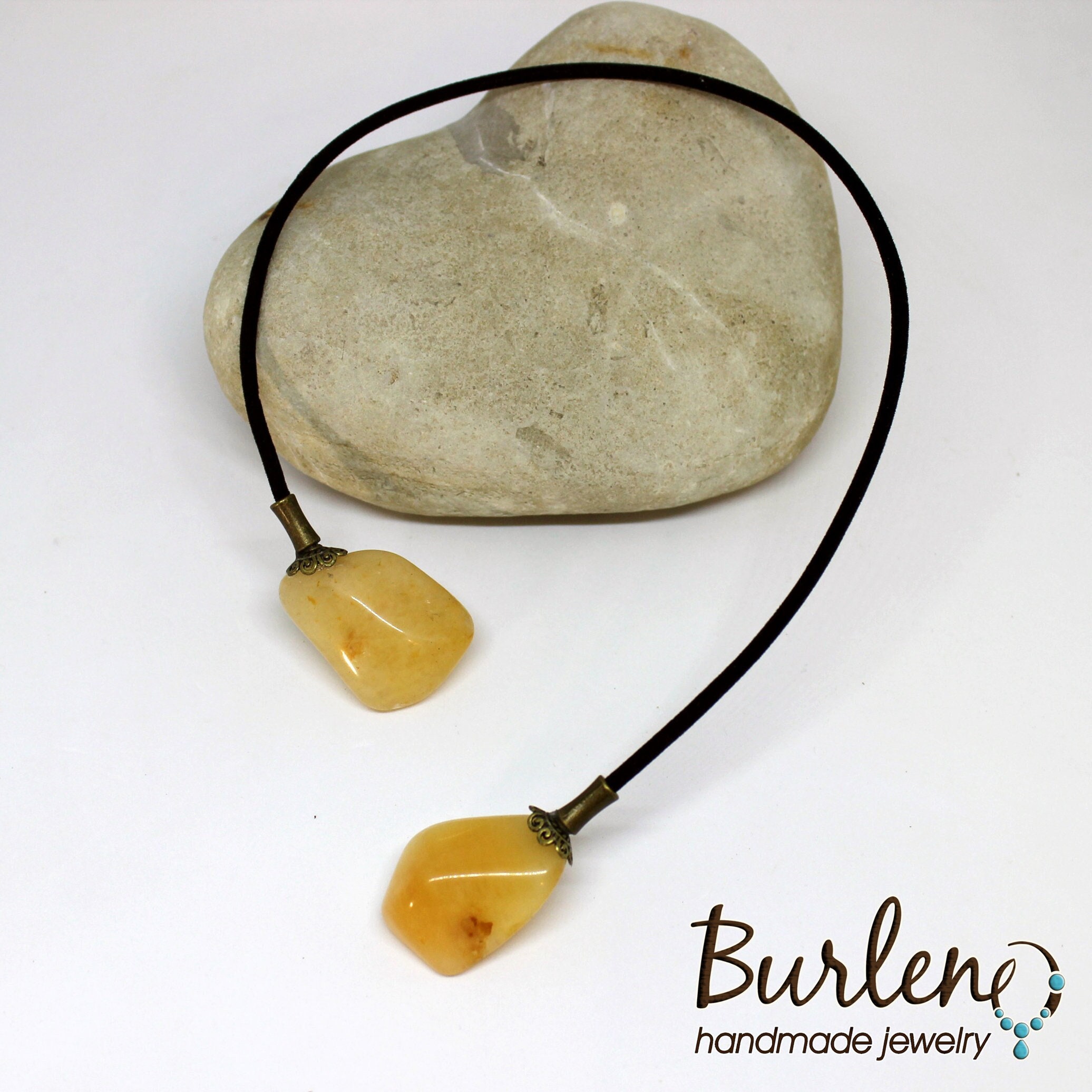 Asymmetrical Open Necklace With Black Velour and Yellow