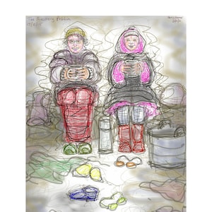 Grußkarte: 'Recovery Position' - Kunstkarte, Schwimmen im offenen Wasser, Eisschwimmen