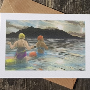 "Grußkarte von Nancy Farmer: ""Sunbow over Ullswater"" - Freibad, Kaltwasser, Lake Distrikt, Cubria."