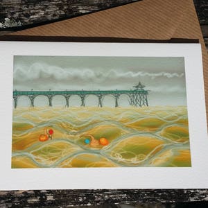 wenskaart: 'To Ladye Bay and Back' - kunstkaart, zwemmen in open water, zwemmen in zee, Clevedon Pier