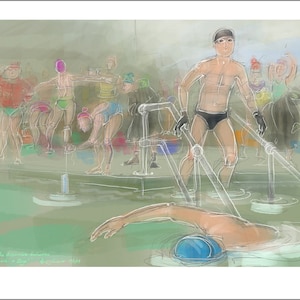 Open Water Swimmer wenskaart: "Het verschil tussen meisjes en jongens" - buitenzwemmen, wildzwemmen.