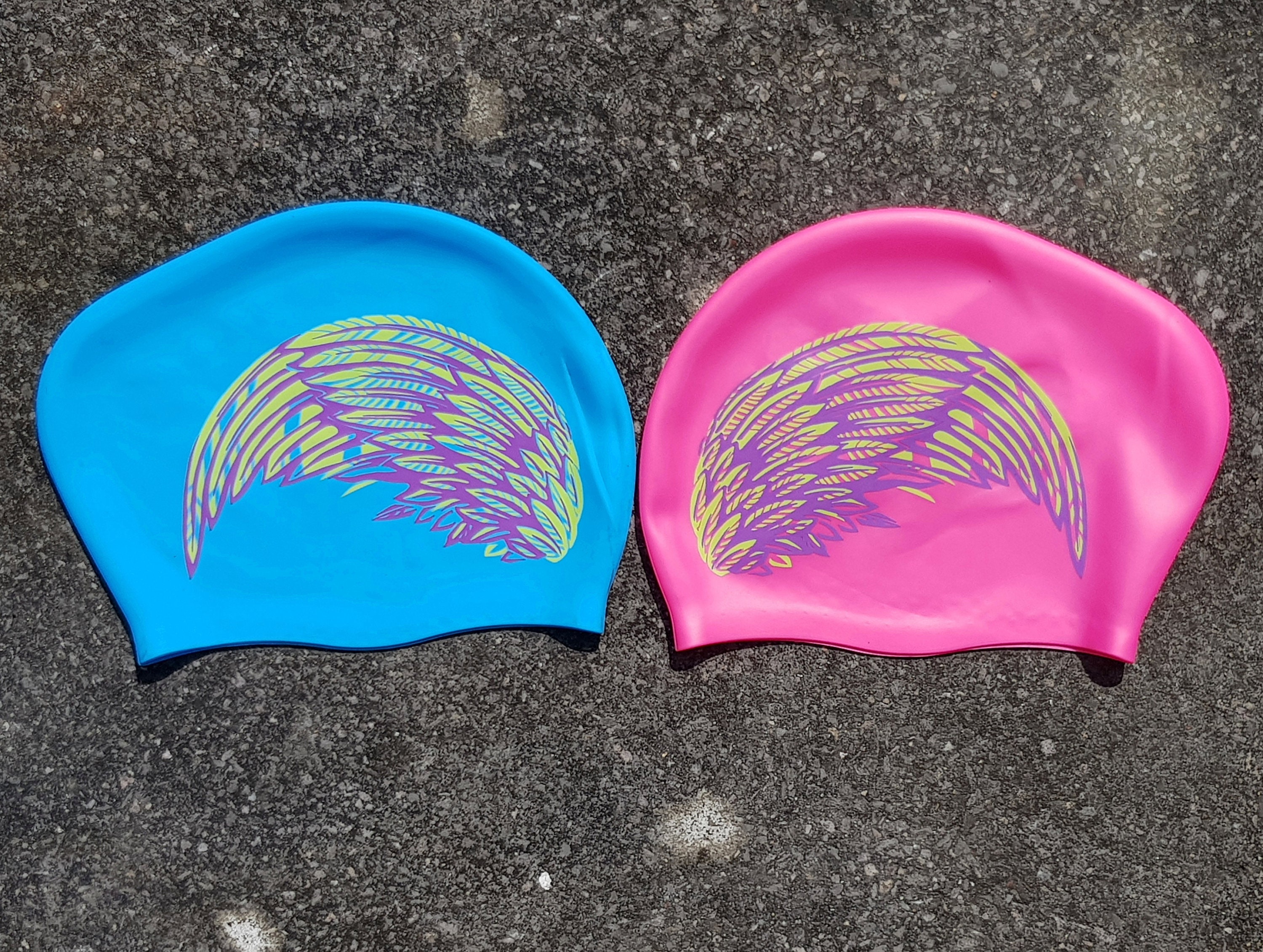Dallonan Swimming Cap - Rainbow Tropical Palm Trees Print Unisex Adult Polyester Swim Cap