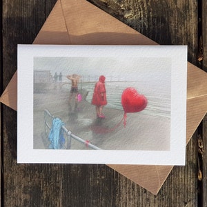 wenskaart van Nancy Farmer - 'Begin en einde'. humeurige valentijn, mistige verjaardag, wintermonument, viering van een leven