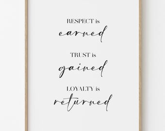 Respect Quote Poster, Inspirational Office Decor, Motivational Wall Art, Digital Download /S35