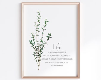 Life is not Always Perfect, Inspirational Wall Art, Home Office Decor, Inspirational Quote, Women Office Wall Decor / G24
