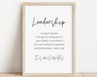 Leadership Quote, Inspirational Quotes, Office Decor, Printable Art, Leader Gift, Boss Gift, Office Wall Art / E24