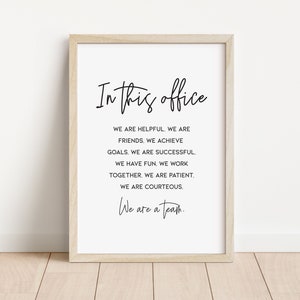 In This Office We Are a Team, Printable Office Quotes, Inspirational Teamwork Quote Poster, Office Wall Decor, Team Office Rules /B22