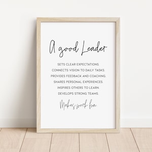 A Good Leader Quote, Motivational Leadership Quote, Inspirational Office Decor, Instant Download Print, Gift for Boss / E07