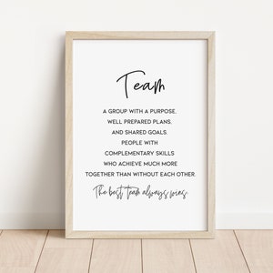 Team Definition Digital Download Print, Team Quote Office Wall Art, Motivational Office Art Prints, Teamwork Quote, Instant Download / B30