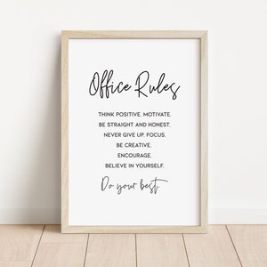 Team Office Rules, Printable Office Quotes, Inspirational Teamwork Quote Poster, Office Wall Decor, In This Office / B25