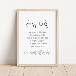 Boss Lady Office Decor, Boss Lady Gift, Woman Office Wall Art, Office Prints for Women, Motivational Woman Print, Printable Quote /M01