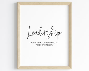 Leadership Quote Office Decor, Printable Leadership Wall Art, Work Definition Print, Motivational Wall Art, Inspirational Poster / E05