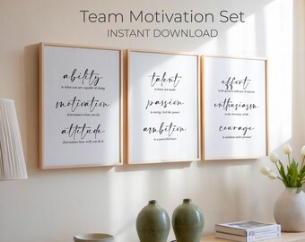 Teammotivatie set van 3, inspirerend kantoordecor, digitale download / D23