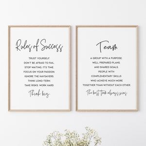 Team Office Decor, Motivational Wall Art, Inspirational Teamwork Quotes, Set of 2 Instant Download Prints / D22