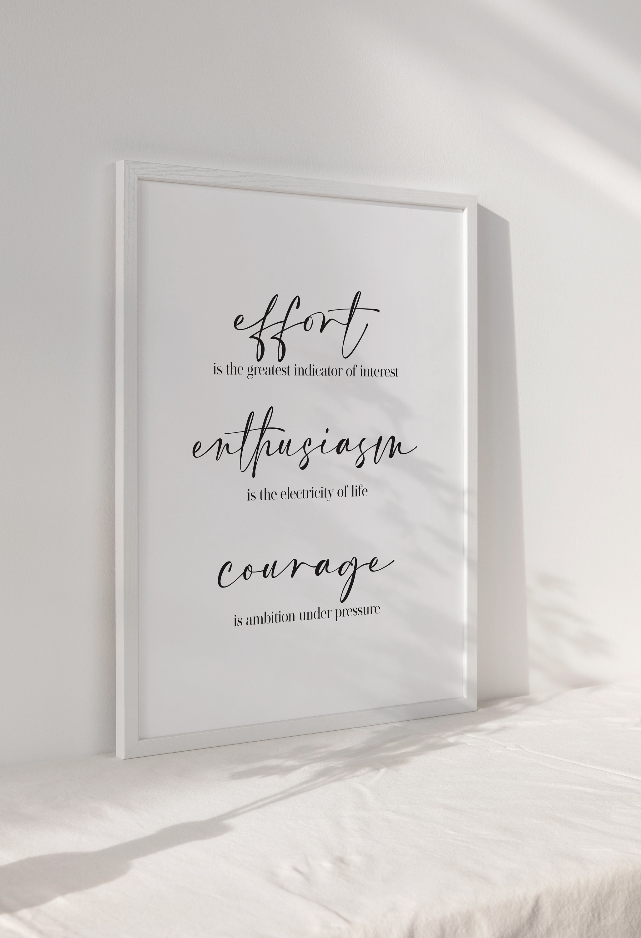 Motivational Office Prints, Effort Enthusiasm Courage Quotes, Office Wall Art, Inspirational ...